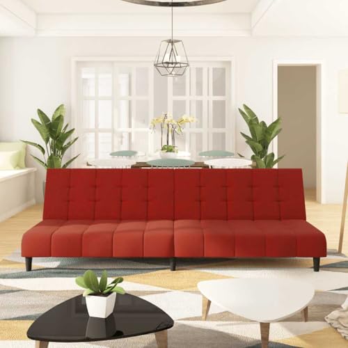HOMEELIKE Schlafsofa 2-Sitzer Weinrot Samt von HOMEELIKE