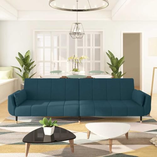 HOMEELIKE Schlafsofa 2-Sitzer mit 2 Kissen Blau Samt HOMEELIKE Schlafsofa 2-Sitzer mit 2 Kissen Blau Samt von HOMEELIKE