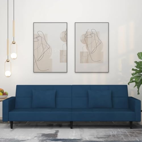 HOMEELIKE Schlafsofa 2-Sitzer mit 2 Kissen Blau Samt HOMEELIKE Schlafsofa 2-Sitzer mit 2 Kissen Blau Samt von HOMEELIKE