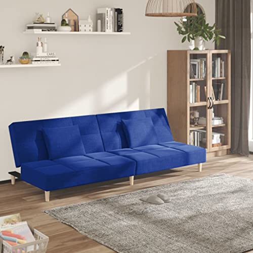 HOMEELIKE Schlafsofa 2-Sitzer mit 2 Kissen Blau Stoff HOMEELIKE Schlafsofa 2-Sitzer mit 2 Kissen Blau Stoff von HOMEELIKE