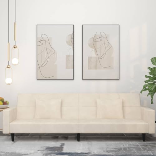 HOMEELIKE Schlafsofa 2-Sitzer mit 2 Kissen Creme Samt HOMEELIKE Schlafsofa 2-Sitzer mit 2 Kissen Creme Samt von HOMEELIKE