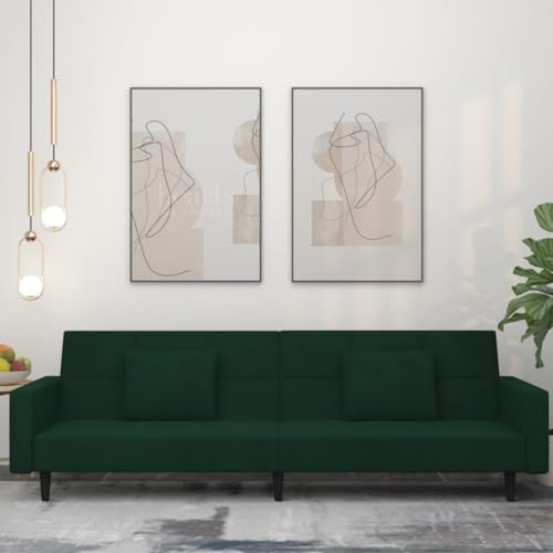 HOMEELIKE Schlafsofa 2-Sitzer mit 2 Kissen Dunkelgr¨¹n Samt HOMEELIKE Schlafsofa 2-Sitzer mit 2 Kissen Dunkelgr¨¹n Samt von HOMEELIKE