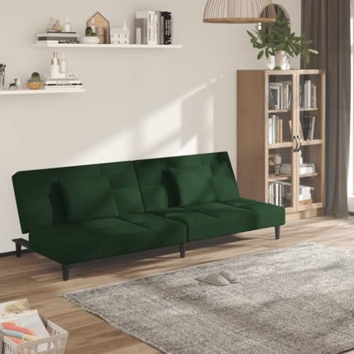 HOMEELIKE Schlafsofa 2-Sitzer mit 2 Kissen Dunkelgr¨¹n Samt HOMEELIKE Schlafsofa 2-Sitzer mit 2 Kissen Dunkelgr¨¹n Samt von HOMEELIKE
