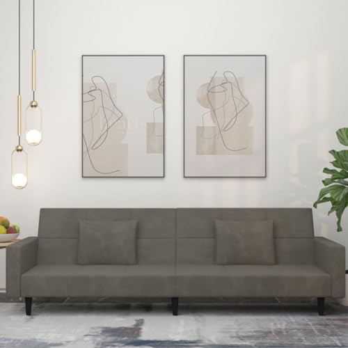 HOMEELIKE Schlafsofa 2-Sitzer mit 2 Kissen Dunkelgrau Samt HOMEELIKE Schlafsofa 2-Sitzer mit 2 Kissen Dunkelgrau Samt von HOMEELIKE