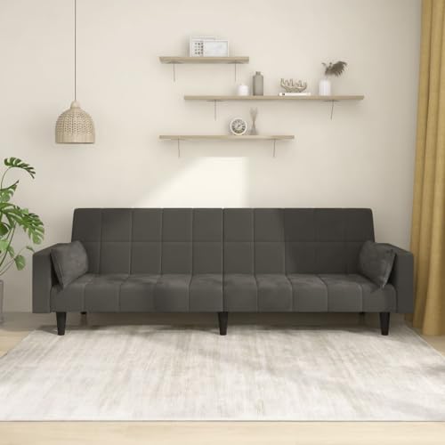 HOMEELIKE Schlafsofa 2-Sitzer mit 2 Kissen Dunkelgrau Samt HOMEELIKE Schlafsofa 2-Sitzer mit 2 Kissen Dunkelgrau Samt von HOMEELIKE