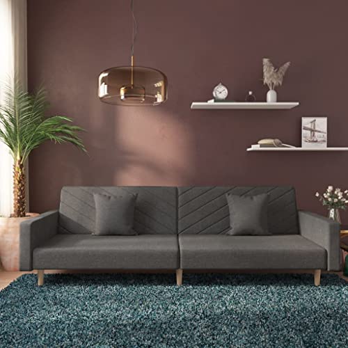 HOMEELIKE Schlafsofa 2-Sitzer mit 2 Kissen Dunkelgrau Stoff HOMEELIKE Schlafsofa 2-Sitzer mit 2 Kissen Dunkelgrau Stoff von HOMEELIKE