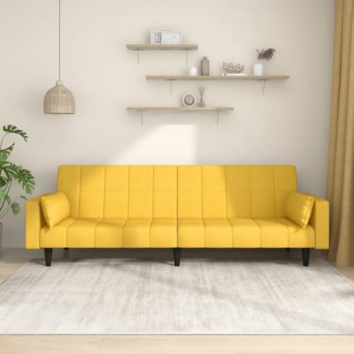 HOMEELIKE Schlafsofa 2-Sitzer mit 2 Kissen Gelb Stoff HOMEELIKE Schlafsofa 2-Sitzer mit 2 Kissen Gelb Stoff von HOMEELIKE