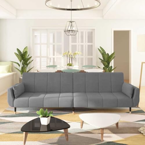 HOMEELIKE Schlafsofa 2-Sitzer mit 2 Kissen Hellgrau Samt HOMEELIKE Schlafsofa 2-Sitzer mit 2 Kissen Hellgrau Samt von HOMEELIKE