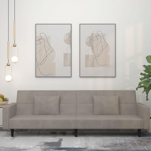 HOMEELIKE Schlafsofa 2-Sitzer mit 2 Kissen Hellgrau Samt HOMEELIKE Schlafsofa 2-Sitzer mit 2 Kissen Hellgrau Samt von HOMEELIKE