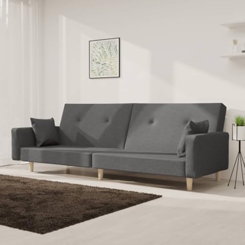 HOMEELIKE Schlafsofa 2-Sitzer mit 2 Kissen Hellgrau Stoff von HOMEELIKE