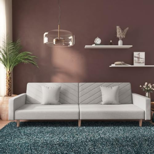 HOMEELIKE Schlafsofa 2-Sitzer mit 2 Kissen Hellgrau Stoff HOMEELIKE Schlafsofa 2-Sitzer mit 2 Kissen Hellgrau Stoff von HOMEELIKE