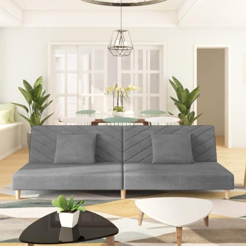 HOMEELIKE Schlafsofa 2-Sitzer mit 2 Kissen Hellgrau Stoff HOMEELIKE Schlafsofa 2-Sitzer mit 2 Kissen Hellgrau Stoff von HOMEELIKE