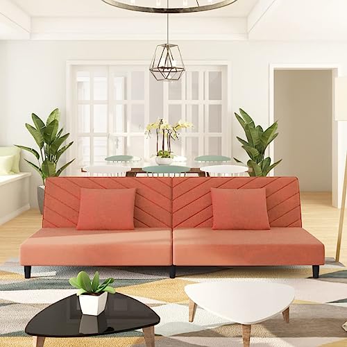 HOMEELIKE Schlafsofa 2-Sitzer mit 2 Kissen Rosa Samt HOMEELIKE Schlafsofa 2-Sitzer mit 2 Kissen Rosa Samt von HOMEELIKE