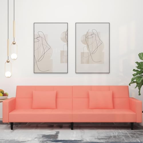 HOMEELIKE Schlafsofa 2-Sitzer mit 2 Kissen Rosa Samt HOMEELIKE Schlafsofa 2-Sitzer mit 2 Kissen Rosa Samt von HOMEELIKE