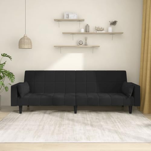 HOMEELIKE Schlafsofa 2-Sitzer mit 2 Kissen Schwarz Samt HOMEELIKE Schlafsofa 2-Sitzer mit 2 Kissen Schwarz Samt von HOMEELIKE