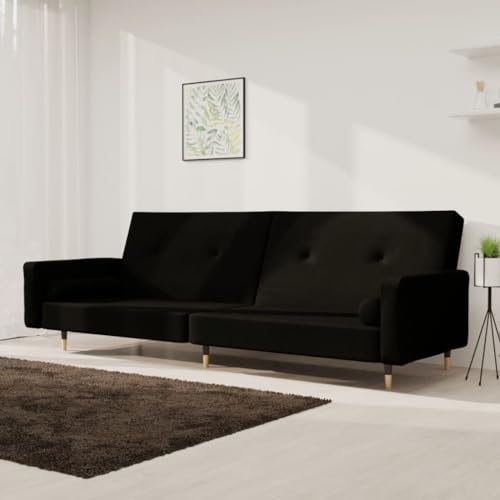 HOMEELIKE Schlafsofa 2-Sitzer mit 2 Kissen Schwarz Samt HOMEELIKE Schlafsofa 2-Sitzer mit 2 Kissen Schwarz Samt von HOMEELIKE