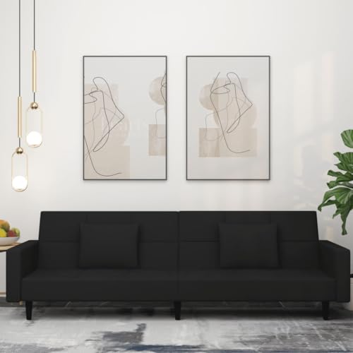 HOMEELIKE Schlafsofa 2-Sitzer mit 2 Kissen Schwarz Samt HOMEELIKE Schlafsofa 2-Sitzer mit 2 Kissen Schwarz Samt von HOMEELIKE