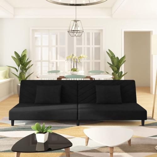 HOMEELIKE Schlafsofa 2-Sitzer mit 2 Kissen Schwarz Samt HOMEELIKE Schlafsofa 2-Sitzer mit 2 Kissen Schwarz Samt von HOMEELIKE