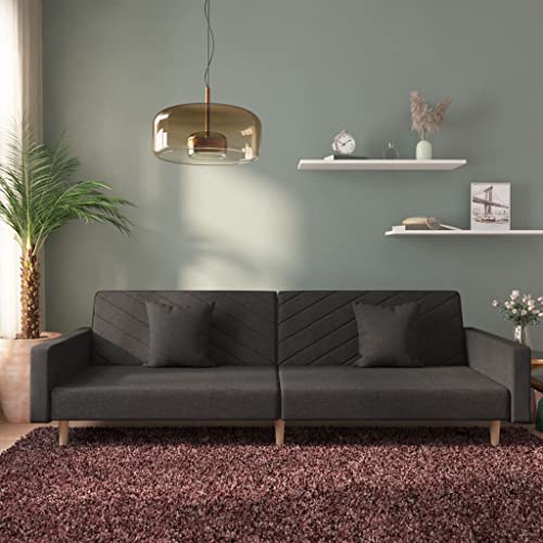 HOMEELIKE Schlafsofa 2-Sitzer mit 2 Kissen Schwarz Stoff HOMEELIKE Schlafsofa 2-Sitzer mit 2 Kissen Schwarz Stoff von HOMEELIKE