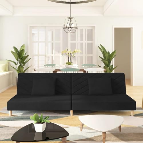 HOMEELIKE Schlafsofa 2-Sitzer mit 2 Kissen Schwarz Stoff HOMEELIKE Schlafsofa 2-Sitzer mit 2 Kissen Schwarz Stoff von HOMEELIKE