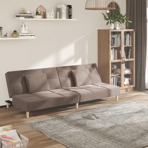HOMEELIKE Schlafsofa 2-Sitzer mit 2 Kissen Taupe Stoff HOMEELIKE Schlafsofa 2-Sitzer mit 2 Kissen Taupe Stoff von HOMEELIKE