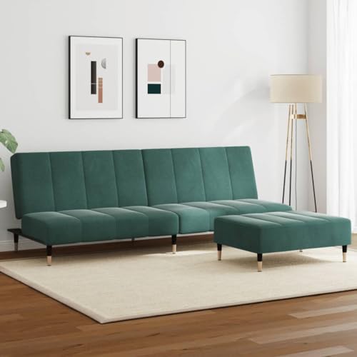 HOMEELIKE Schlafsofa 2-Sitzer mit Fu?hocker Dunkelgr¨¹n Samt HOMEELIKE Schlafsofa 2-Sitzer mit Fu?hocker Dunkelgr¨¹n Samt von HOMEELIKE