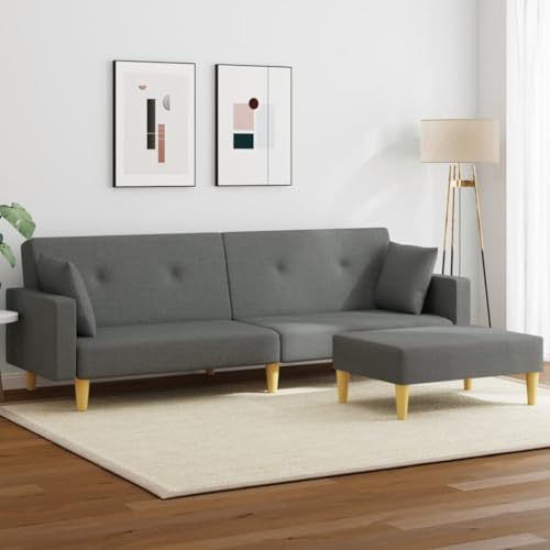 HOMEELIKE Schlafsofa 2-Sitzer mit Fu?hocker Dunkelgrau Stoff HOMEELIKE Schlafsofa 2-Sitzer mit Fu?hocker Dunkelgrau Stoff von HOMEELIKE