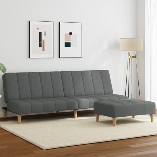 HOMEELIKE Schlafsofa 2-Sitzer mit Fu?hocker Dunkelgrau Stoff HOMEELIKE Schlafsofa 2-Sitzer mit Fu?hocker Dunkelgrau Stoff von HOMEELIKE