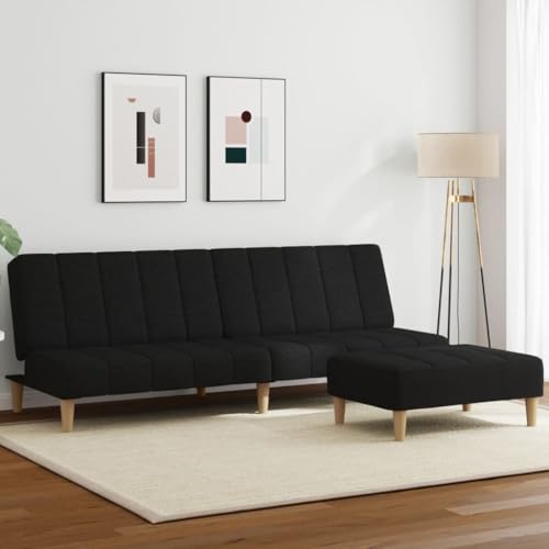 HOMEELIKE Schwarz Stoff Schlafsofa 2-Sitzer mit Fusshocker - Komfortabel und vielseitig Fuer Wohnzimmer, Keller UVM. HOMEELIKE Schwarz Stoff Schlafsofa 2-Sitzer mit Fusshocker - Komfortabel und vielseitig Fuer Wohnzimmer, Keller UVM. von HOMEELIKE