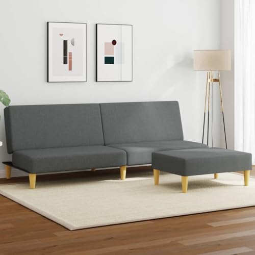 HOMEELIKE Schlafsofa 2-Sitzer mit Kissen und Fu?hocker Dunkelgrau Samt HOMEELIKE Schlafsofa 2-Sitzer mit Kissen und Fu?hocker Dunkelgrau Samt von HOMEELIKE