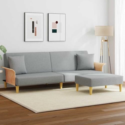 HOMEELIKE Schlafsofa 2-Sitzer mit Kissen und Fu?hocker Hellgrau Samt HOMEELIKE Schlafsofa 2-Sitzer mit Kissen und Fu?hocker Hellgrau Samt von HOMEELIKE