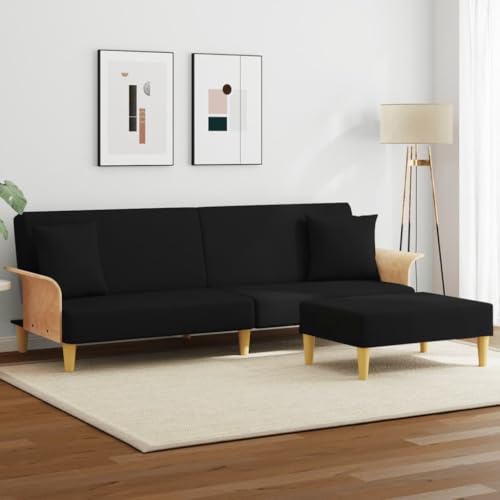 HOMEELIKE Schlafsofa 2-Sitzer mit Kissen und Fu?hocker Schwarz Samt HOMEELIKE Schlafsofa 2-Sitzer mit Kissen und Fu?hocker Schwarz Samt von HOMEELIKE