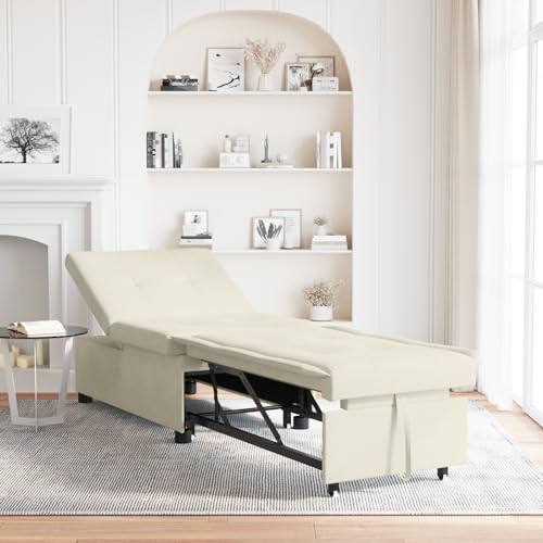 HOMEELIKE Schlafsofa 3-in-1 Ausziehbar Creme Samt HOMEELIKE Schlafsofa 3-in-1 Ausziehbar Creme Samt von HOMEELIKE
