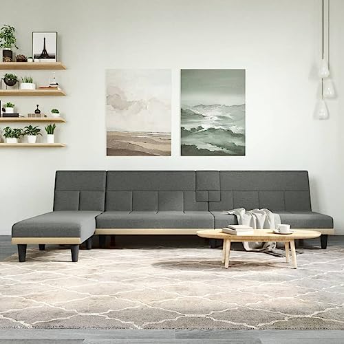 HOMEELIKE Schlafsofa in L-Form Dunkelgrau 255x140x70 cm Stoff von HOMEELIKE