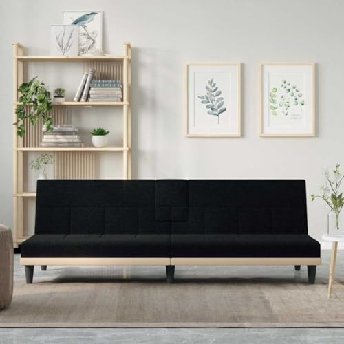 HOMEELIKE Schlafsofa mit Getr?nkehaltern Schwarz Stoff HOMEELIKE Schlafsofa mit Getr?nkehaltern Schwarz Stoff von HOMEELIKE