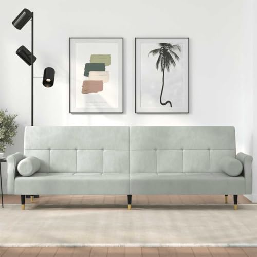 HOMEELIKE Schlafsofa mit Kissen Hellgrau Samt HOMEELIKE Schlafsofa mit Kissen Hellgrau Samt von HOMEELIKE