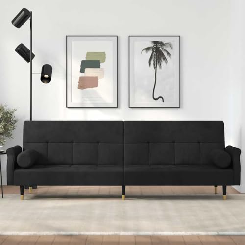 HOMEELIKE Schlafsofa mit Kissen Schwarz Samt HOMEELIKE Schlafsofa mit Kissen Schwarz Samt von HOMEELIKE