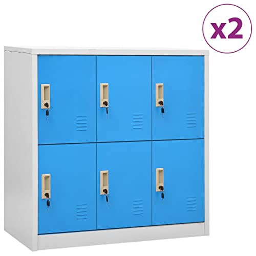 HOMEELIKE Schlie?fachschr?nke 2 STK. Hellgrau und Blau 90x45x92,5cm Stahl von HOMEELIKE