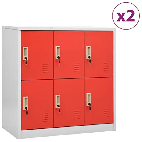 HOMEELIKE Schlie?fachschr?nke 2 STK. Hellgrau und Rot 90x45x92,5cm Stahl HOMEELIKE Schlie?fachschr?nke 2 STK. Hellgrau und Rot 90x45x92,5cm Stahl von HOMEELIKE