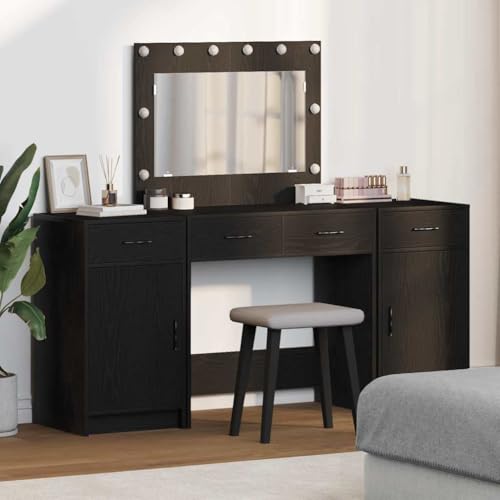 HOMEELIKE Schminktisch 3 pcs Schwarz 40 x 41 x 75 cm Holzwerkstoff HOMEELIKE Schminktisch 3 pcs Schwarz 40 x 41 x 75 cm Holzwerkstoff von HOMEELIKE