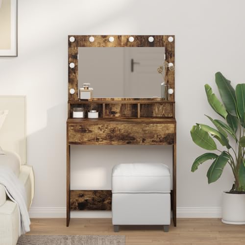 HOMEELIKE Schminktisch Ger?ucherte Eiche 79 x 41 x 135 cm Holzwerkstoff HOMEELIKE Schminktisch Ger?ucherte Eiche 79 x 41 x 135 cm Holzwerkstoff von HOMEELIKE