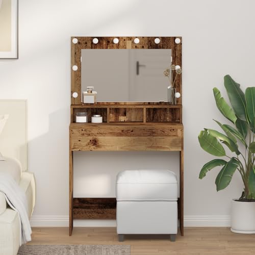 HOMEELIKE Schminktisch mit Regal Altholz 79 x 41 x 135 cm Holzwerkstoff HOMEELIKE Schminktisch mit Regal Altholz 79 x 41 x 135 cm Holzwerkstoff von HOMEELIKE