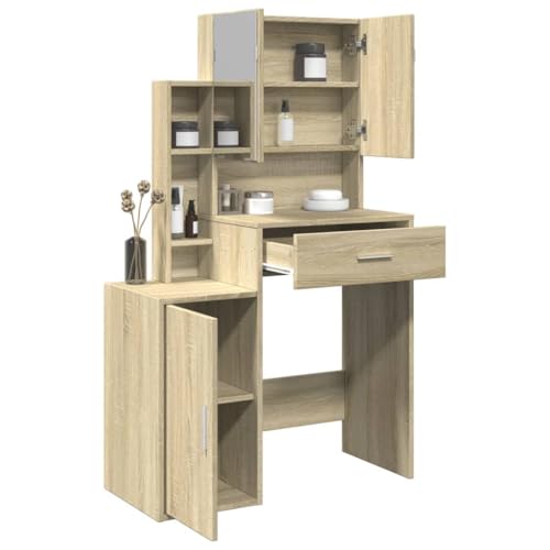 HOMEELIKE Schminktisch mit Schrank Sonoma-Eiche 80x35x132 cm von HOMEELIKE