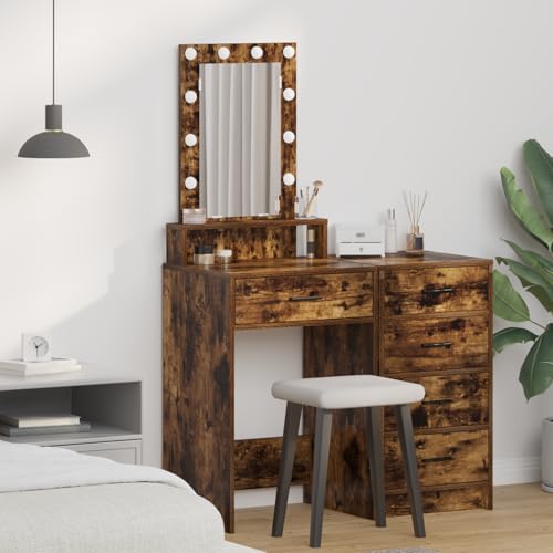 HOMEELIKE Schminktisch mit Speicher Braun 50 x 41 x 140 cm Holzwerkstoff HOMEELIKE Schminktisch mit Speicher Braun 50 x 41 x 140 cm Holzwerkstoff von HOMEELIKE
