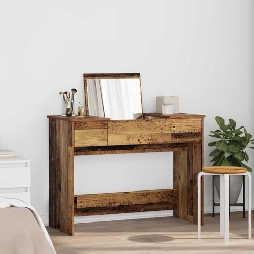 HOMEELIKE Schminktisch mit Spiegel Altholz 100 x 45 x 76 cm Holzwerkstoff von HOMEELIKE