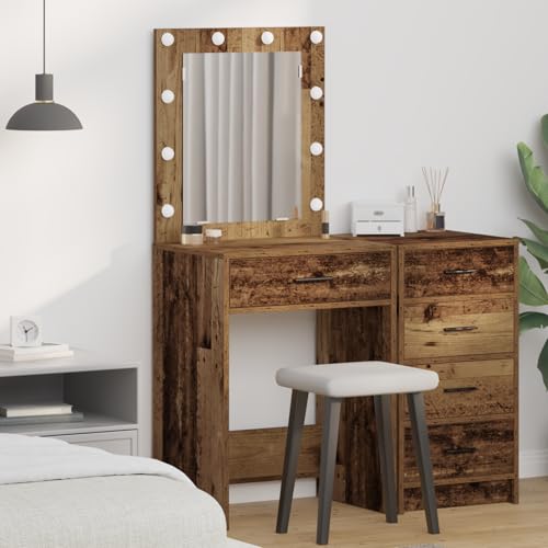 HOMEELIKE Schminktisch mit Spiegel Altholz 50 x 41 x 135 cm Holzwerkstoff HOMEELIKE Schminktisch mit Spiegel Altholz 50 x 41 x 135 cm Holzwerkstoff von HOMEELIKE