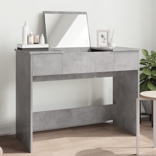 HOMEELIKE Schminktisch mit Spiegel Betongrau 100x45x76 cm von HOMEELIKE