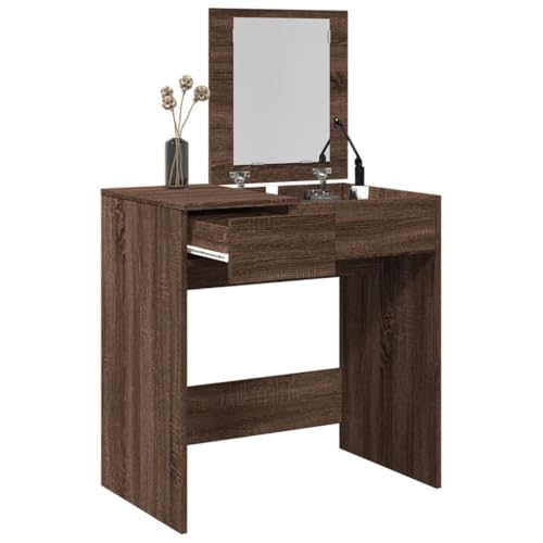 HOMEELIKE Schminktisch mit Spiegel Braun Eichen-Optik 73x46,5x120 cm von HOMEELIKE