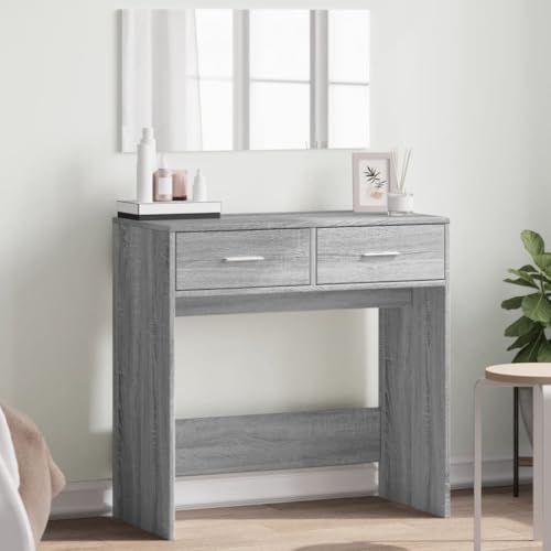 HOMEELIKE Schminktisch mit Spiegel Grau Sonoma 80x39x80 cm von HOMEELIKE