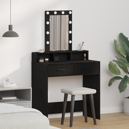 HOMEELIKE Schminktisch mit Spiegel Schwarz 79 x 41 x 140 cm Holzwerkstoff von HOMEELIKE